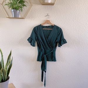 Forever XXI wrap around polka dot blouse
